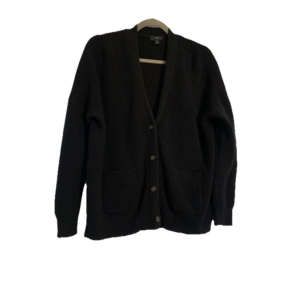 J.Crew Cardigan Sweater Women S Black Button Front V-Neck Cashmere Blend Preppy - Picture 5 of 13